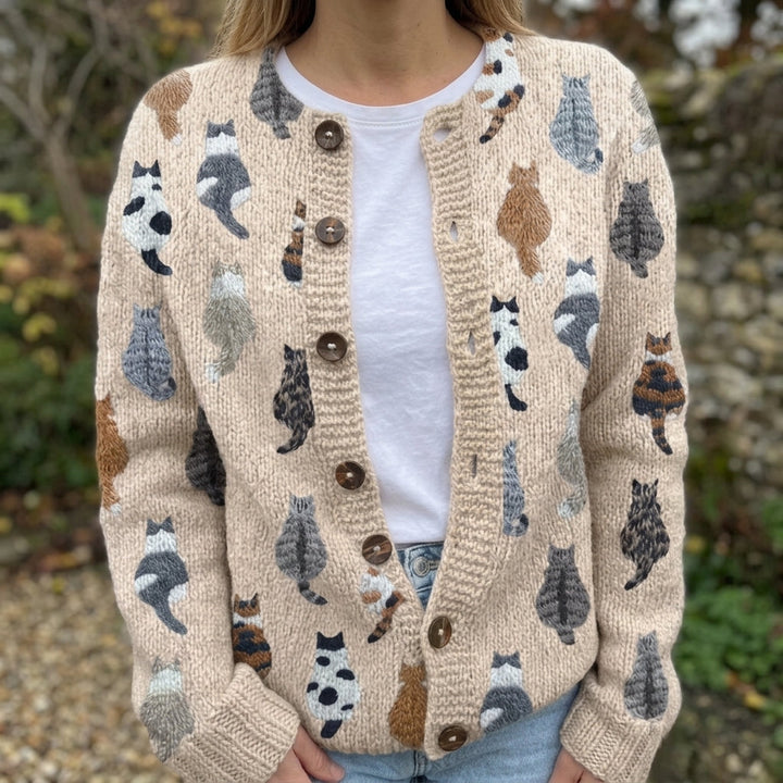 Pascaline - Cardigan douillet à imprimé de chats