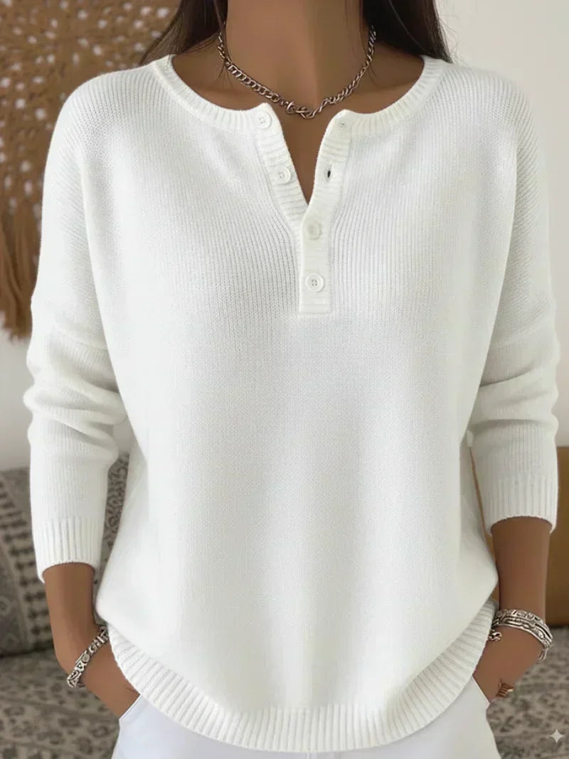 Éléonore | Pull en Maille à Boutons Henley