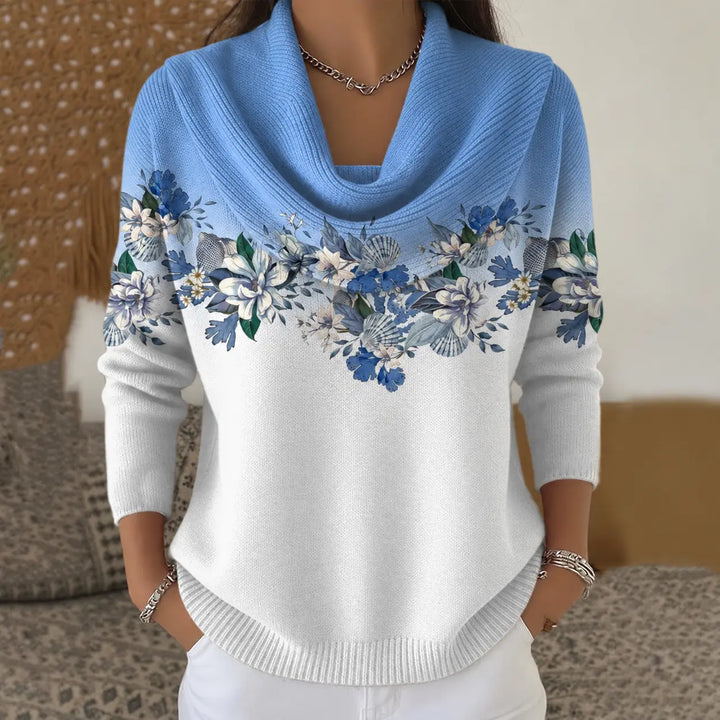 Albane | Pull Fleuri à Col Roulé