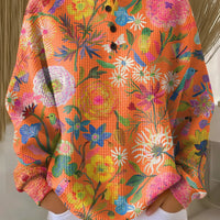 Britt - Pull orange à fleurs