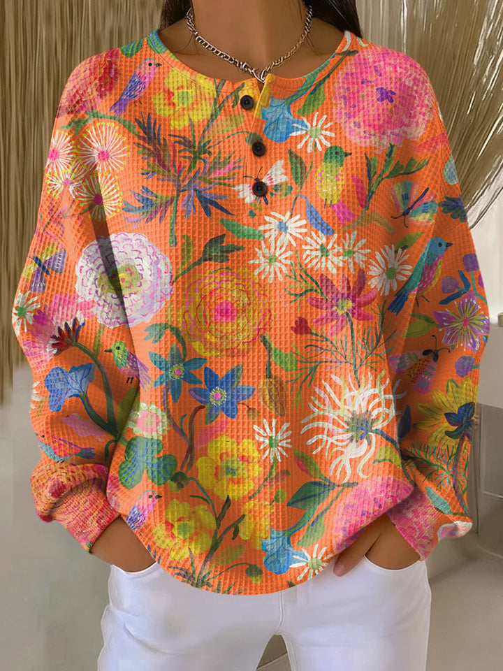 Britt - Pull orange à fleurs