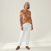 Britt - Pull orange à fleurs