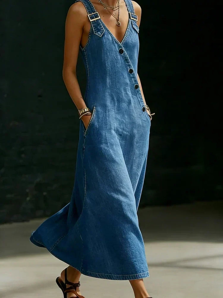 Anaïs - Robe Longue en Denim avec Boutons