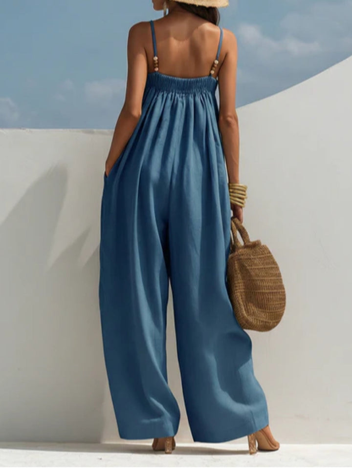 Magali - Combinaison en Denim à Jambes Larges