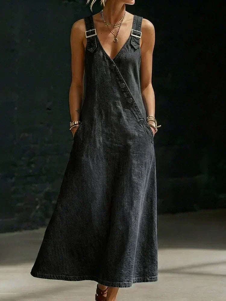 Anaïs - Robe Longue en Denim avec Boutons