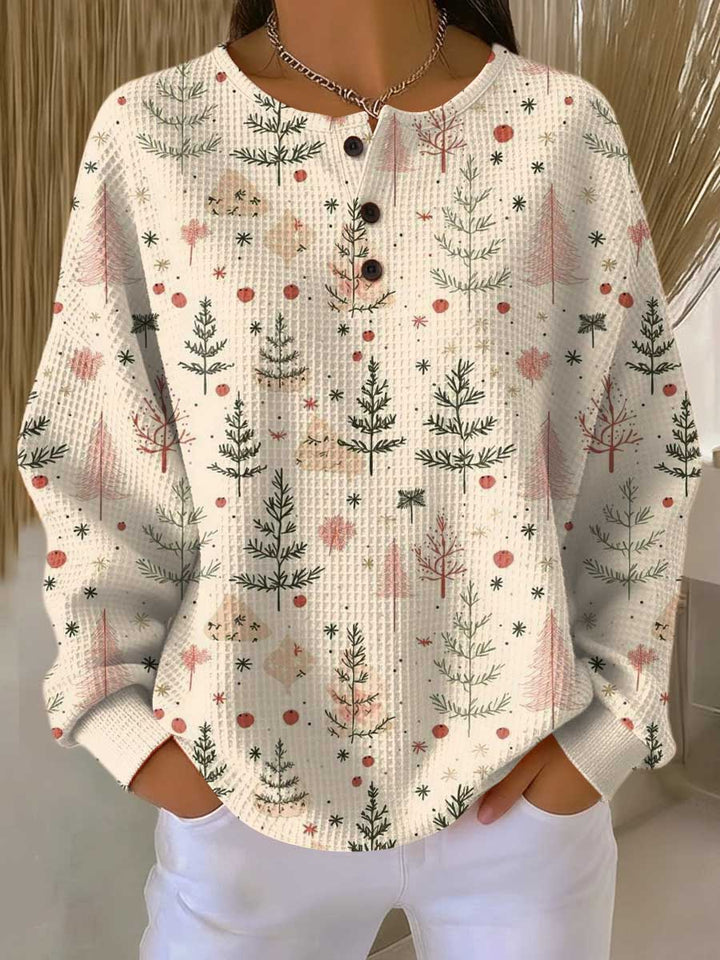 Elin - Pull crème à petits sapins