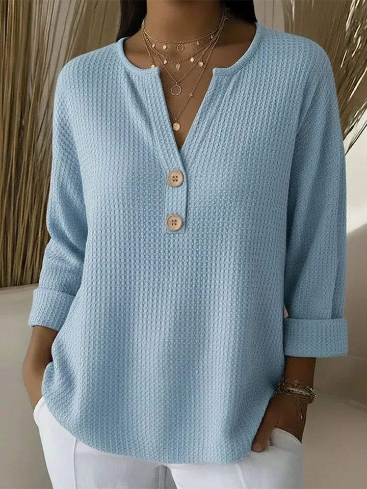 Lucie | Pull Henley Texturé à Boutons