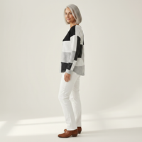 Fenna - Pull patchwork noir et blanc