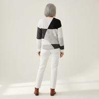 Fenna - Pull patchwork noir et blanc