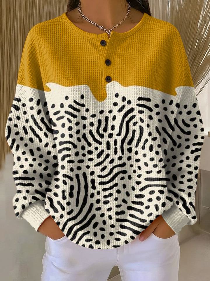 Fleur - Pull jaune moutarde à motif pois