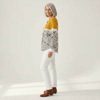 Fleur - Pull jaune moutarde à motif pois