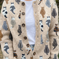 Pascaline - Cardigan douillet à imprimé de chats