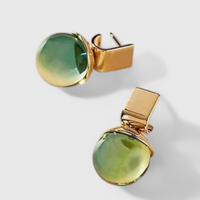 Boucles d'Oreilles Vintage en Cristal Vert dans l'Or