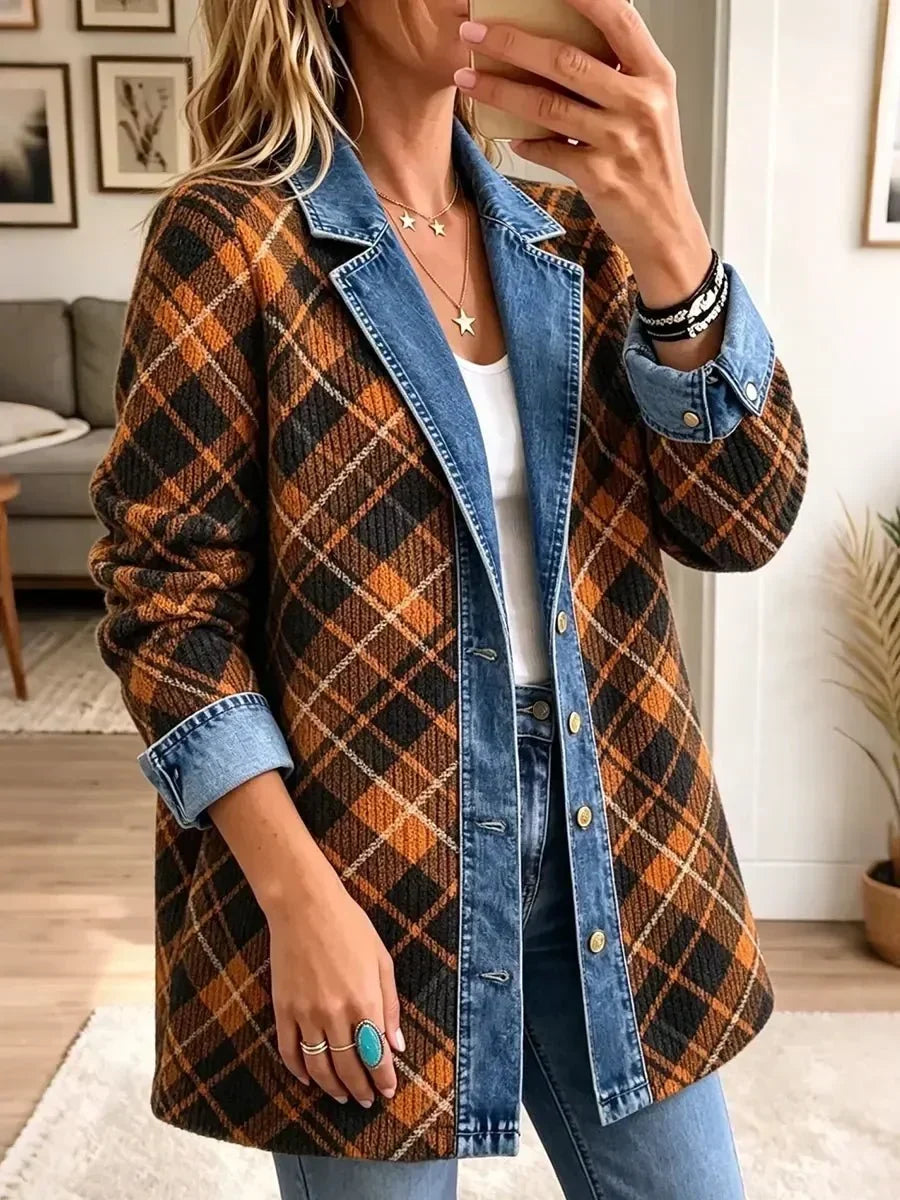 Miriam | Veste en jean vintage à imprimé graphique