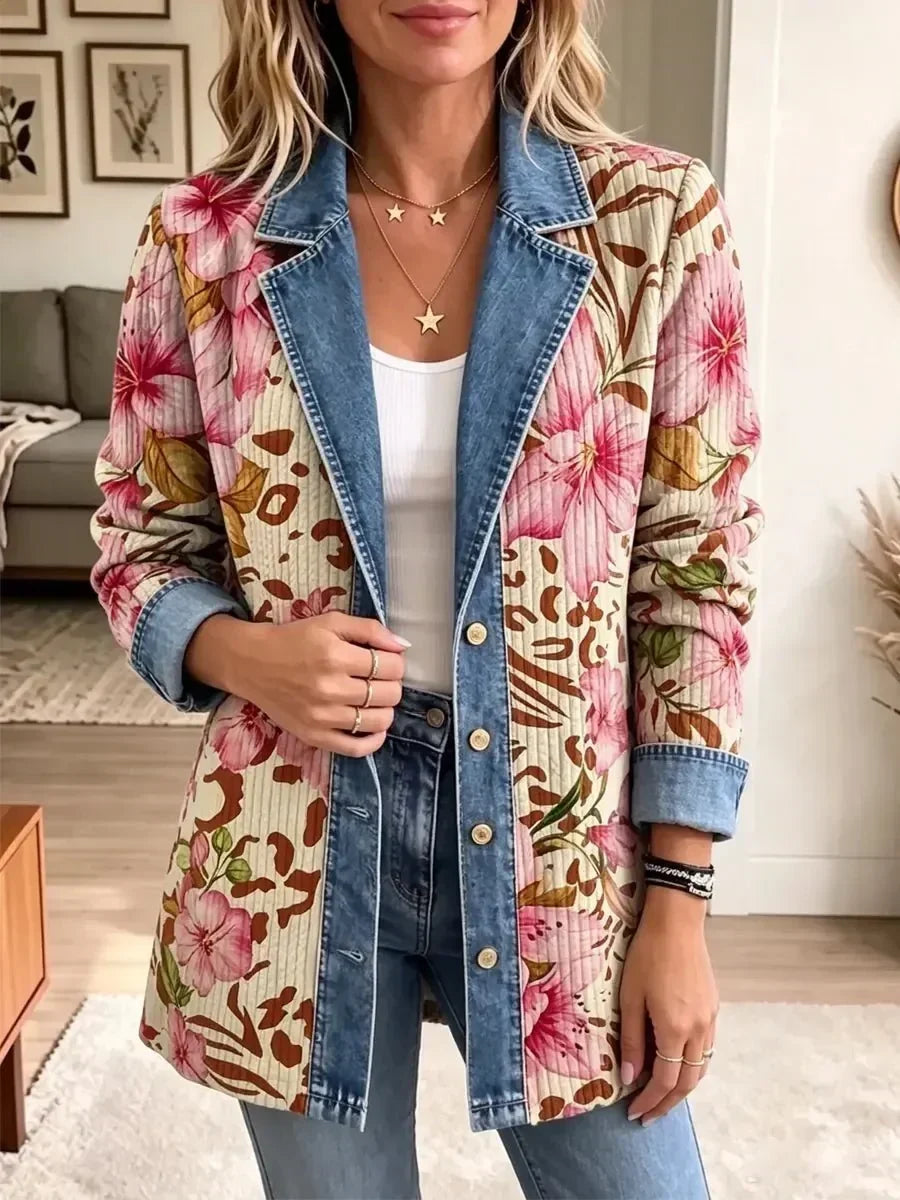 Theresa | Veste rétro à imprimés fleuri et léopard
