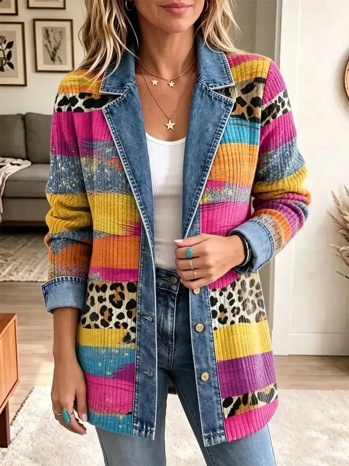 Mathilda | Veste en jean rétro à imprimé léopard