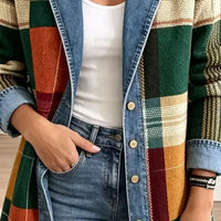 Luisa | Veste en jean rétro à carreaux artistiques