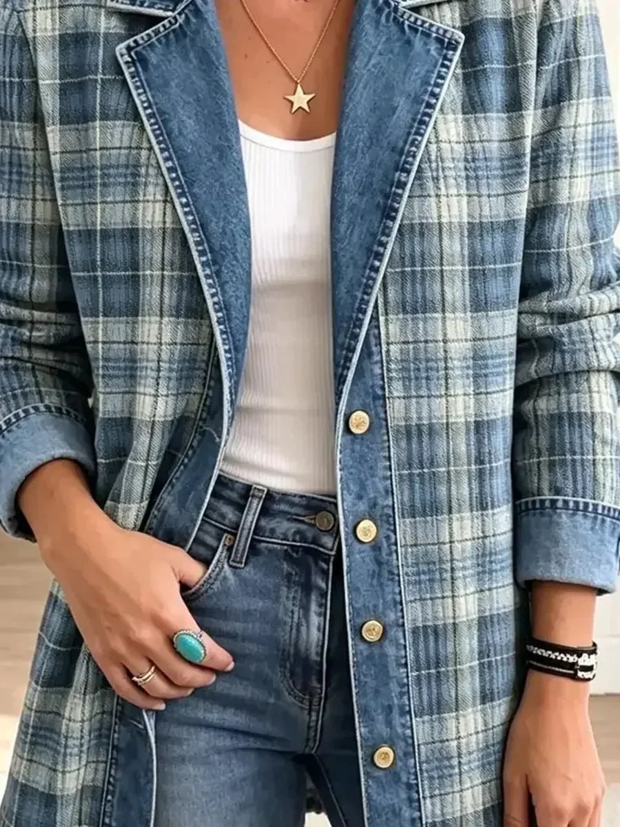 Annika | Veste en jean rétro à imprimé artistique
