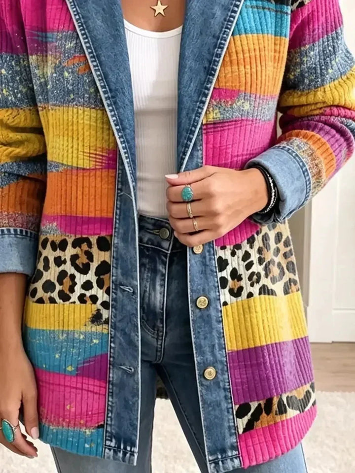 Mathilda | Veste en jean rétro à imprimé léopard