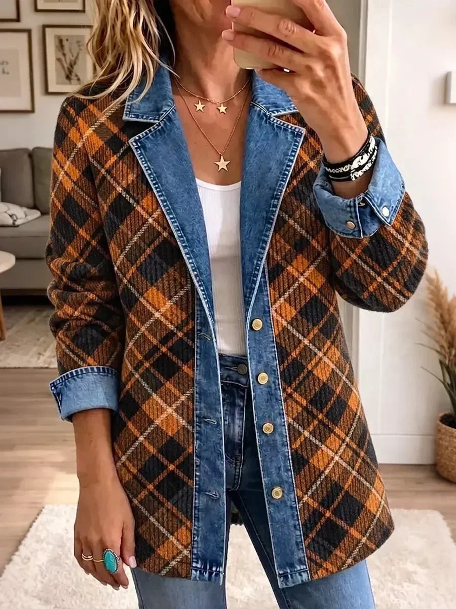 Miriam | Veste en jean vintage à imprimé graphique