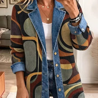 Franziska | Veste en jean vintage à imprimé abstrait