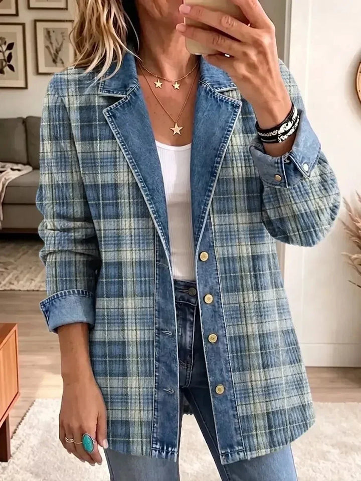 Annika | Veste en jean rétro à imprimé artistique