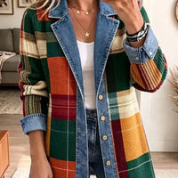 Luisa | Veste en jean rétro à carreaux artistiques
