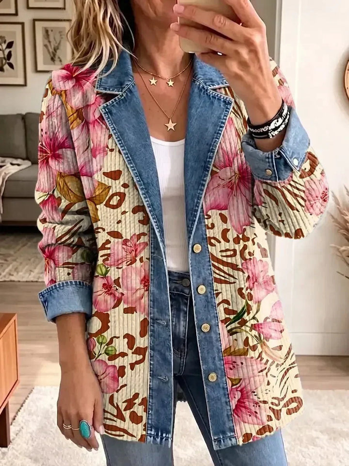 Theresa | Veste rétro à imprimés fleuri et léopard