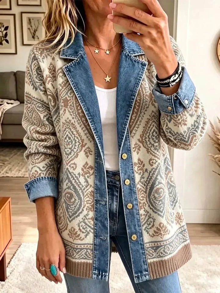 Johanna | Veste en jean rétro à patchwork bohème