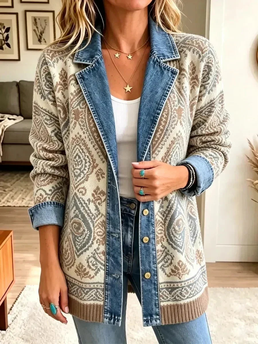 Johanna | Veste en jean rétro à patchwork bohème