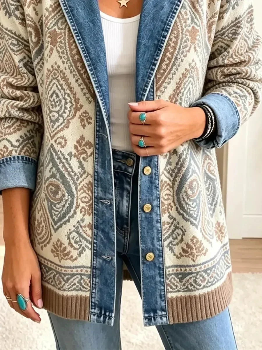 Johanna | Veste en jean rétro à patchwork bohème