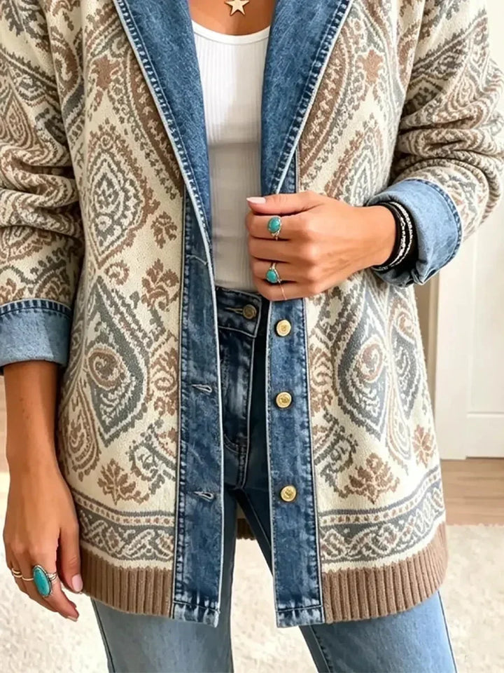 Johanna | Veste en jean rétro à patchwork bohème