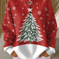 Isa - Pull de Noël rouge à motif sapin