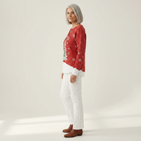 Isa - Pull de Noël rouge à motif sapin