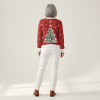 Isa - Pull de Noël rouge à motif sapin