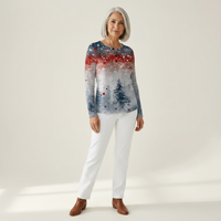 Jasmijn - Pull de Noël bleu clair à motif sapin