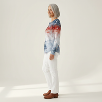 Jasmijn - Pull de Noël bleu clair à motif sapin