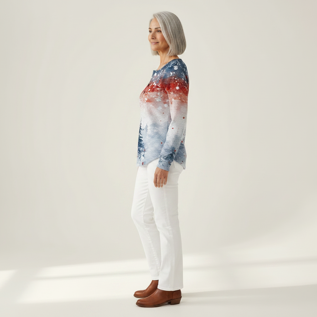 Jasmijn - Pull de Noël bleu clair à motif sapin