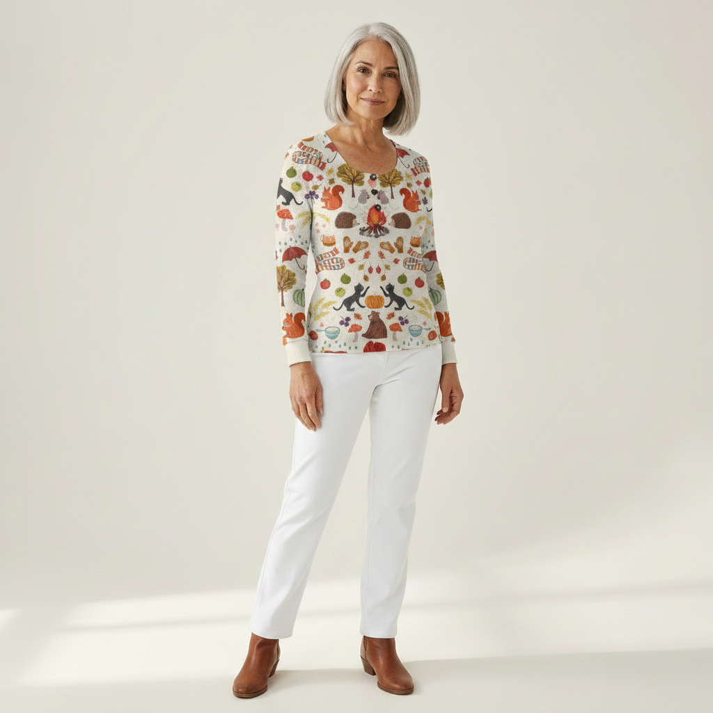 Loes - Pull à motif forêt d’automne