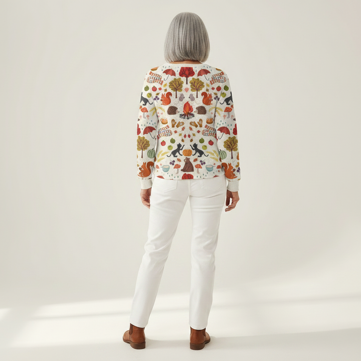 Loes - Pull à motif forêt d’automne