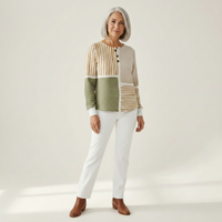 Lotte - Pull patchwork vert et jaune moutarde