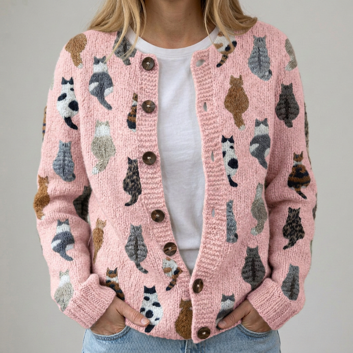 Fleur | Cardigan confortable à motif chat