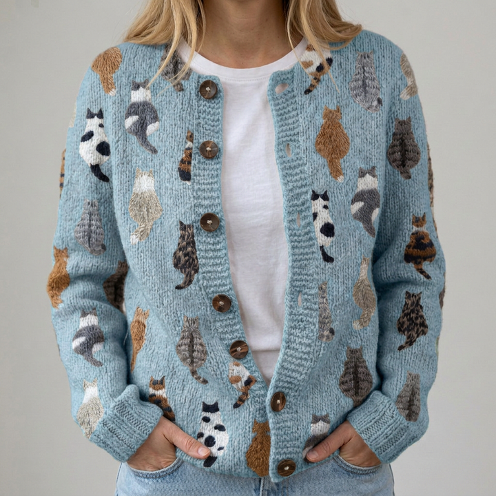 Fleur | Cardigan confortable à motif chat