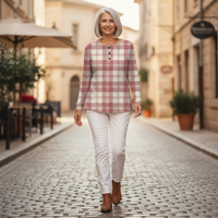 Marije - Pull à carreaux roses