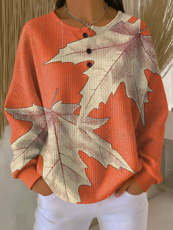Marit - Pull orange à feuilles d’automne