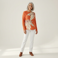Marit - Pull orange à feuilles d’automne