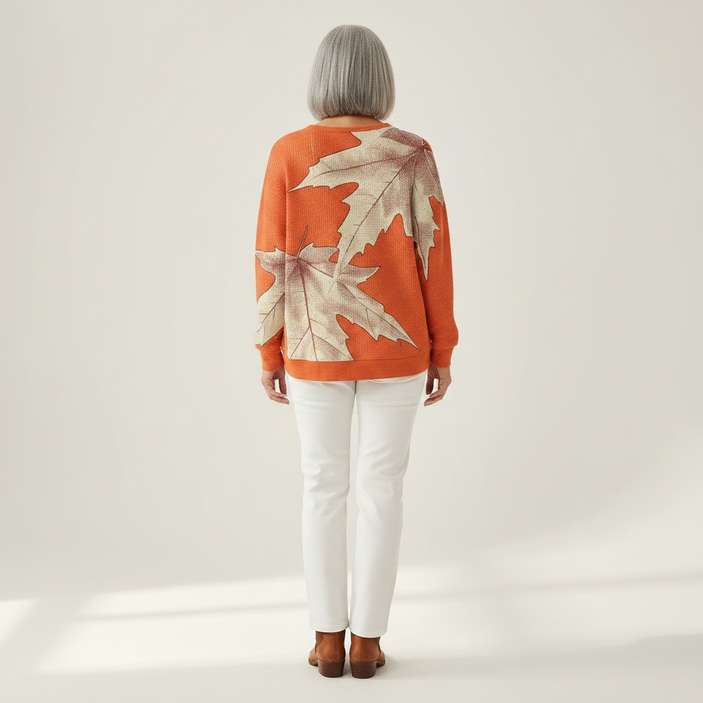 Marit - Pull orange à feuilles d’automne