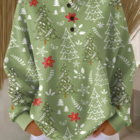 Marloes - Pull de Noël vert à motif sapins