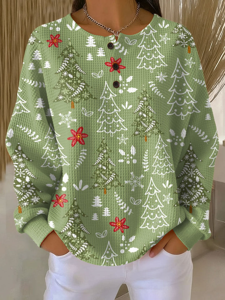 Marloes - Pull de Noël vert à motif sapins