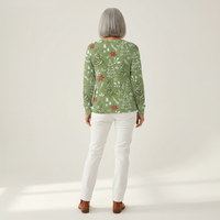 Marloes - Pull de Noël vert à motif sapins